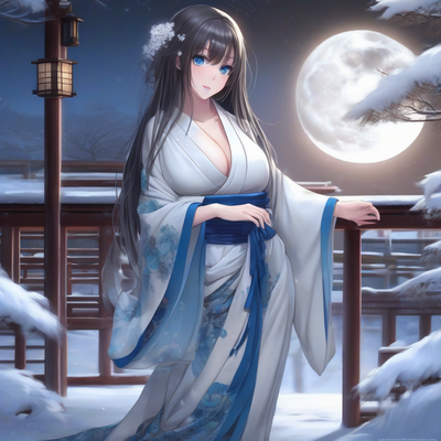 hair plump figure beautiful breasts beautiful buttocks full body shot white moon veranda