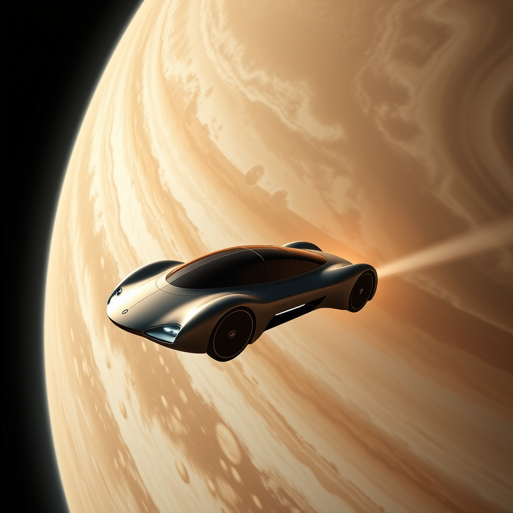 realistic photography sleek solar car jupiter