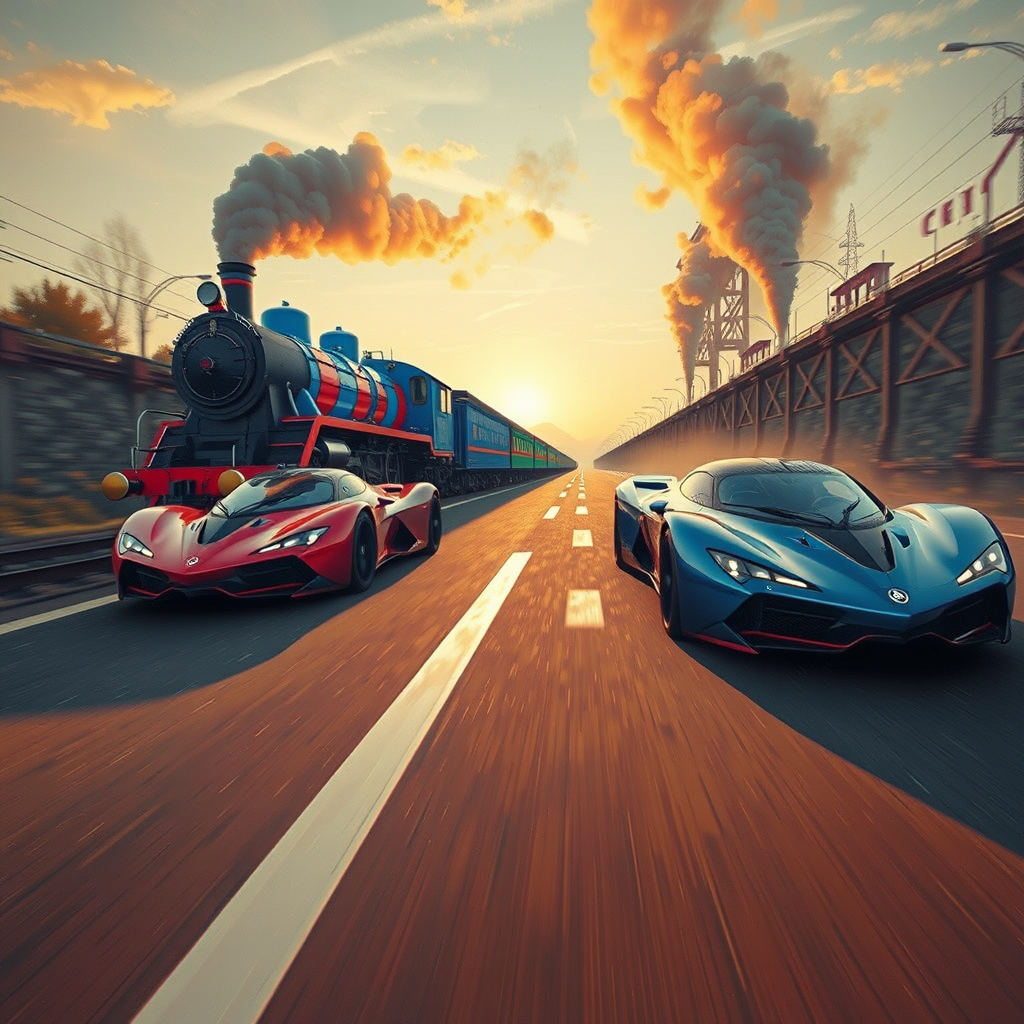 thrilling race spaceship solar cars futuristic highway