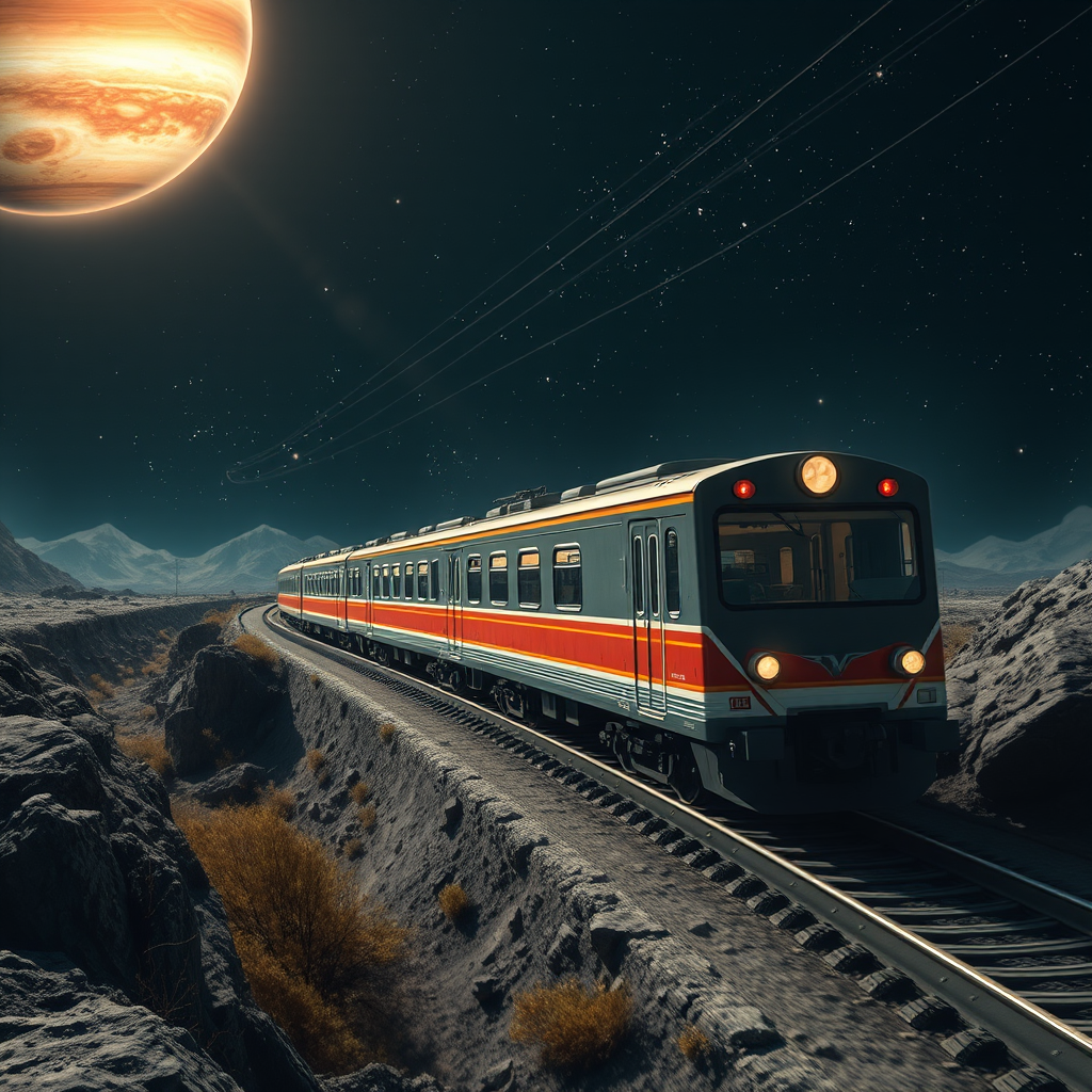 train near jupiter in space