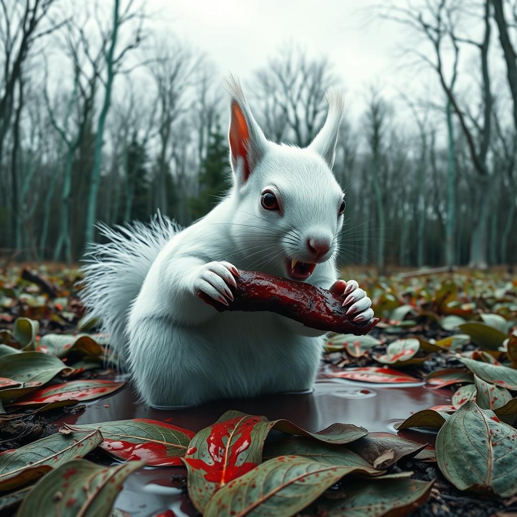 snow white squirrel with red eyes
