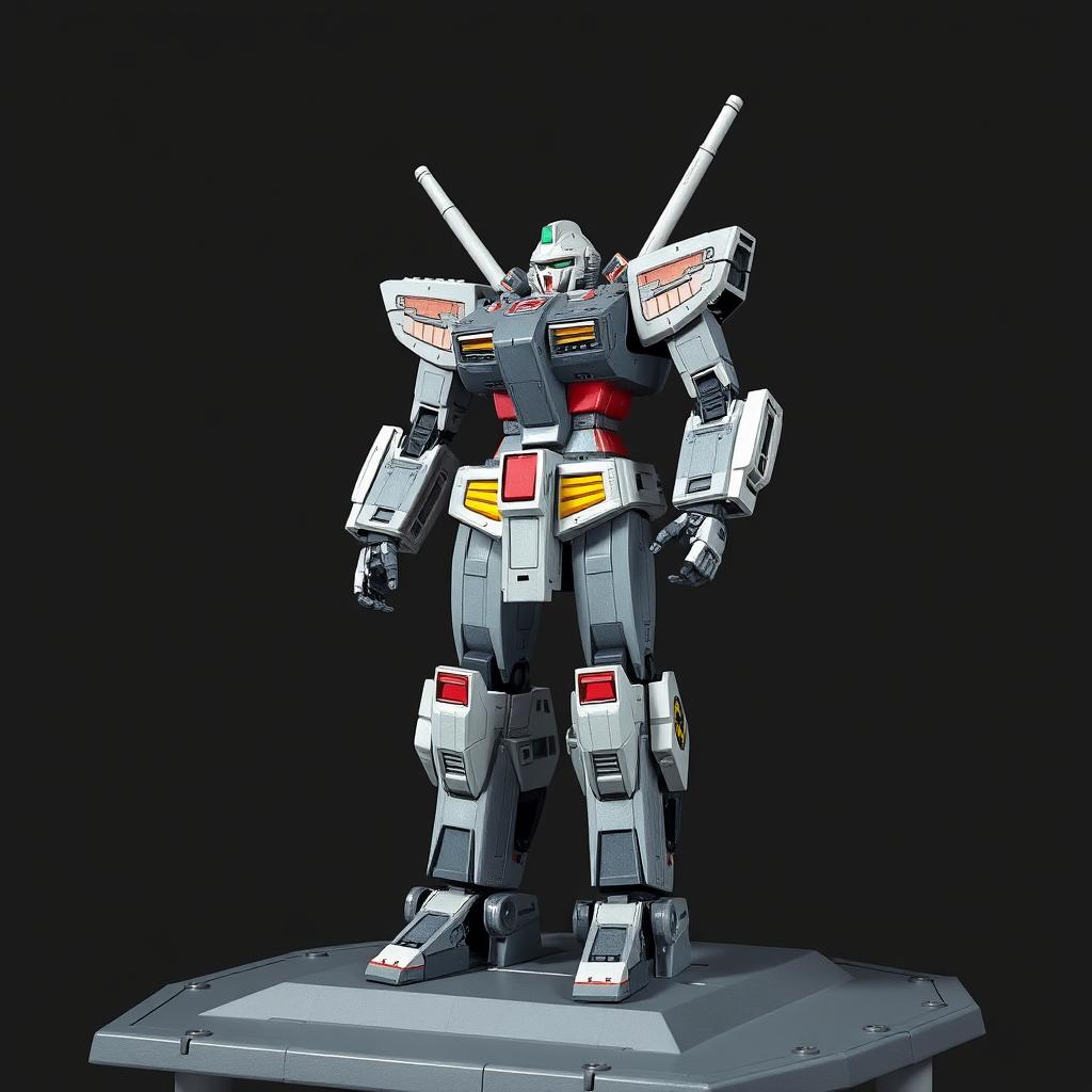 robot warrior tokyo tower standing gray platform