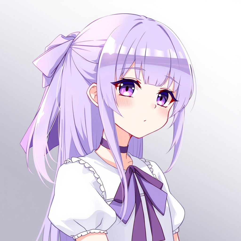 girl illustration long pastel purple hair