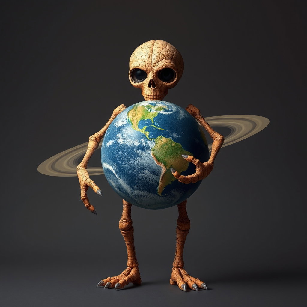 jupiter saturnita holding earth