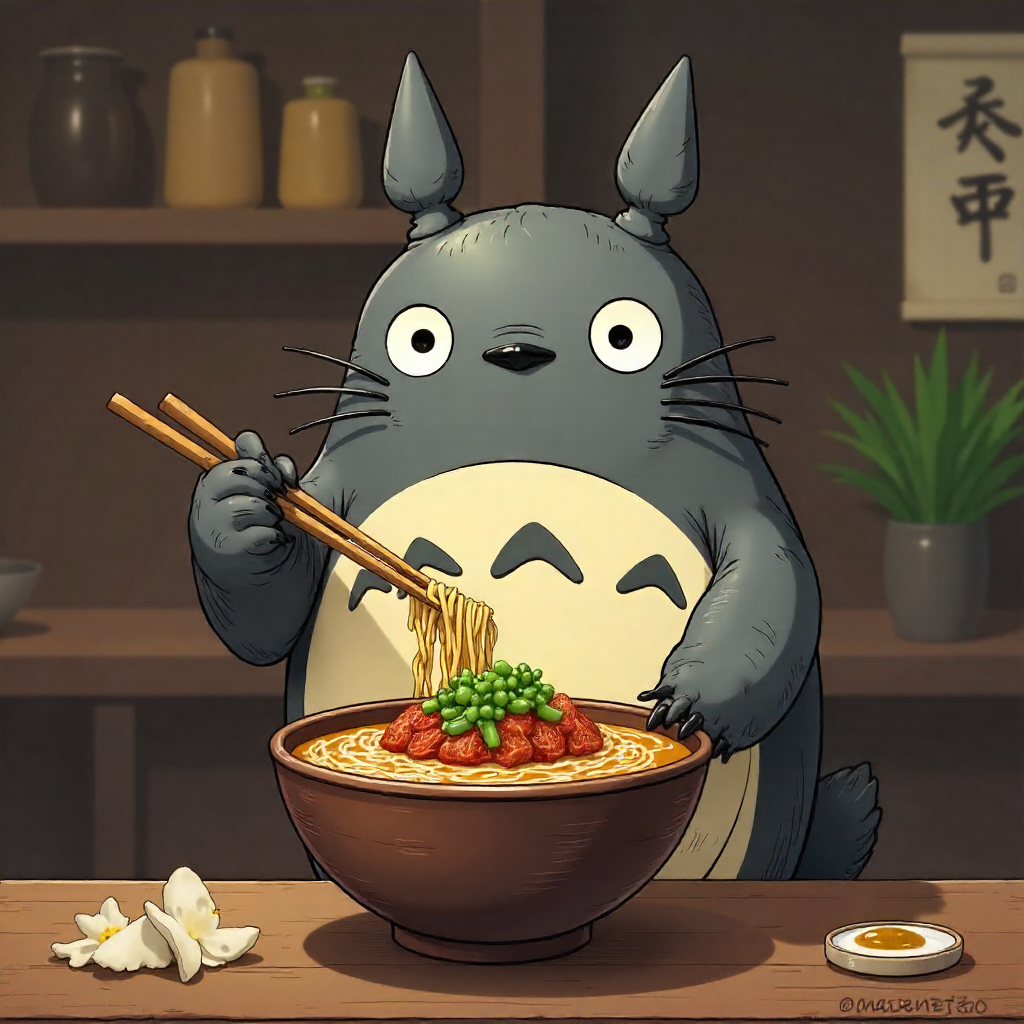 totoro eating ramen
