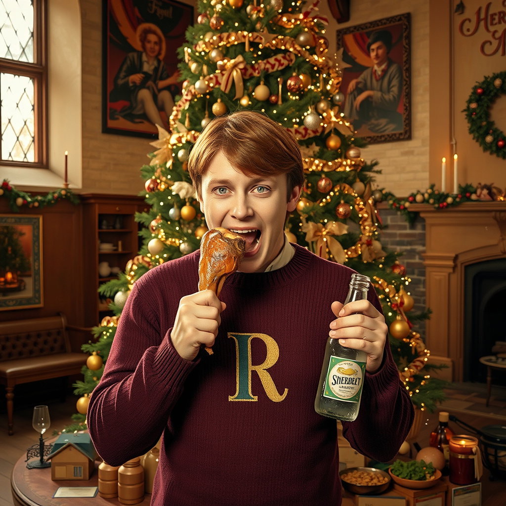 ron weasley christmas feast hogwarts common room