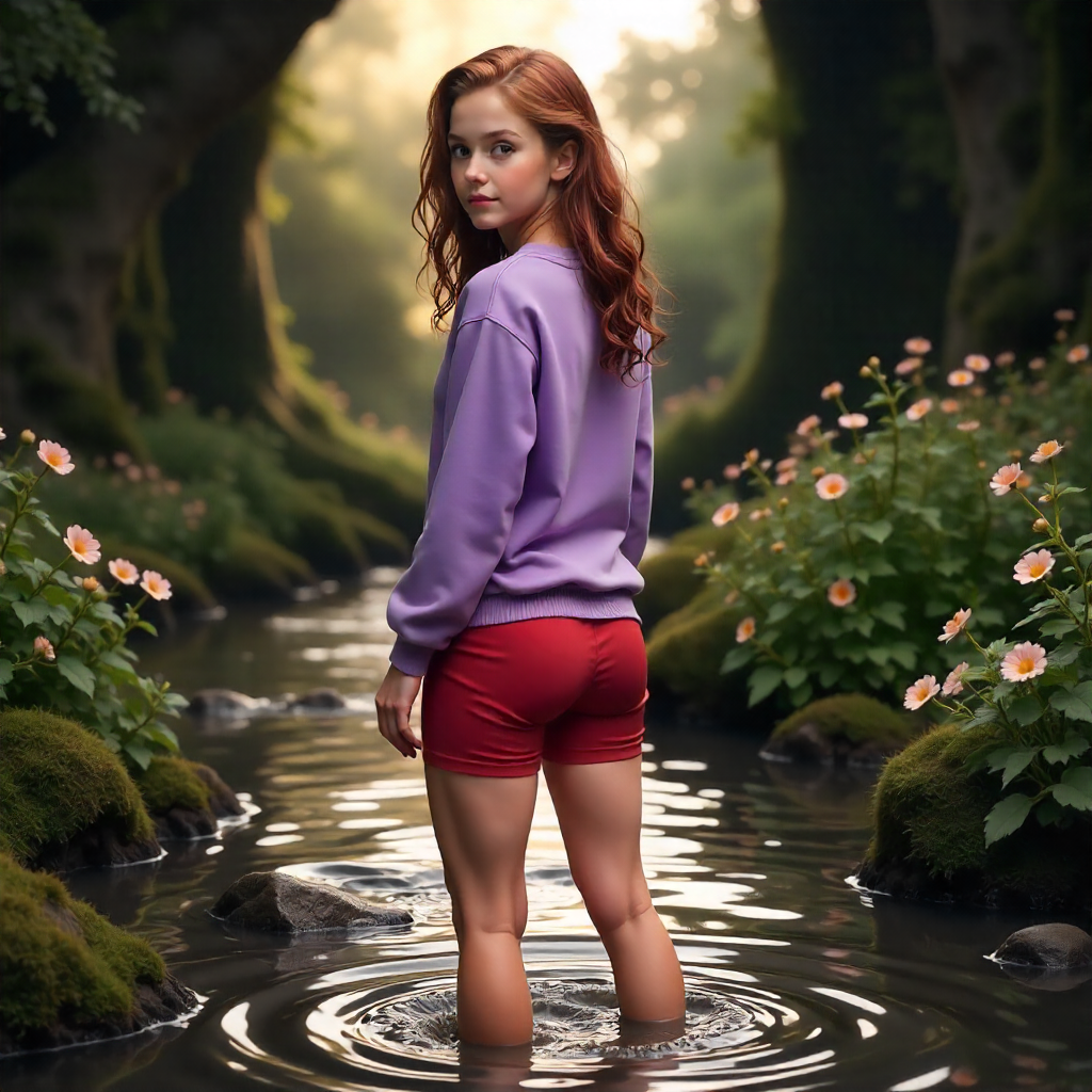 hermione granger river scene cinematic photorealistic