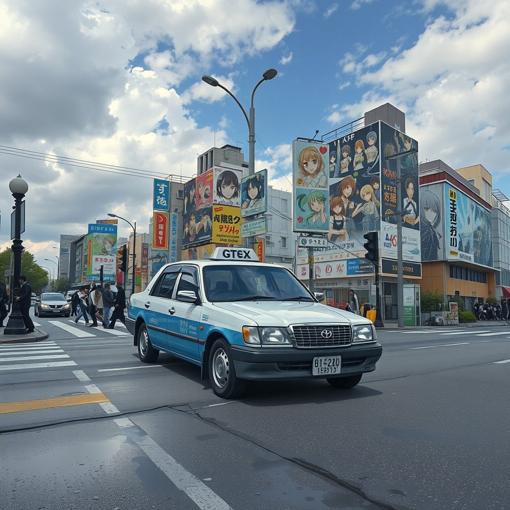 cyberpunk anime akihabara taxi scene