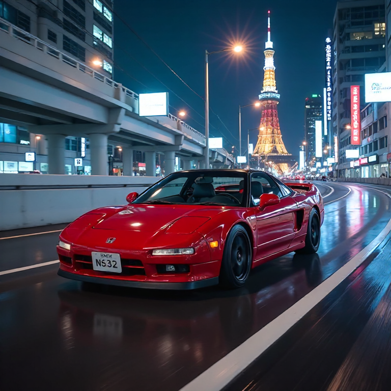 honda nsx tokyo expressway night rain neon