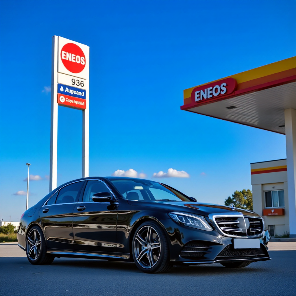 sleek black mercedes benz wet paint midday sun