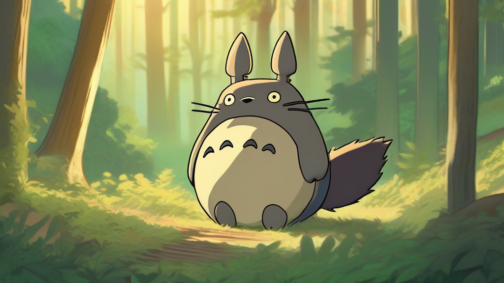 totoro waking up in magical forest studio ghibli inspired