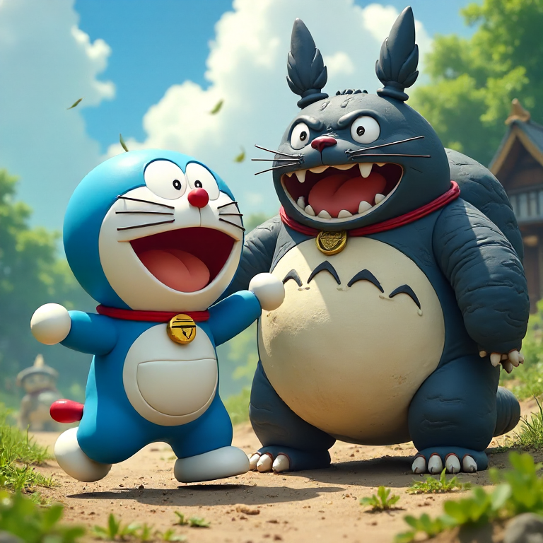 doraemon fights totoro