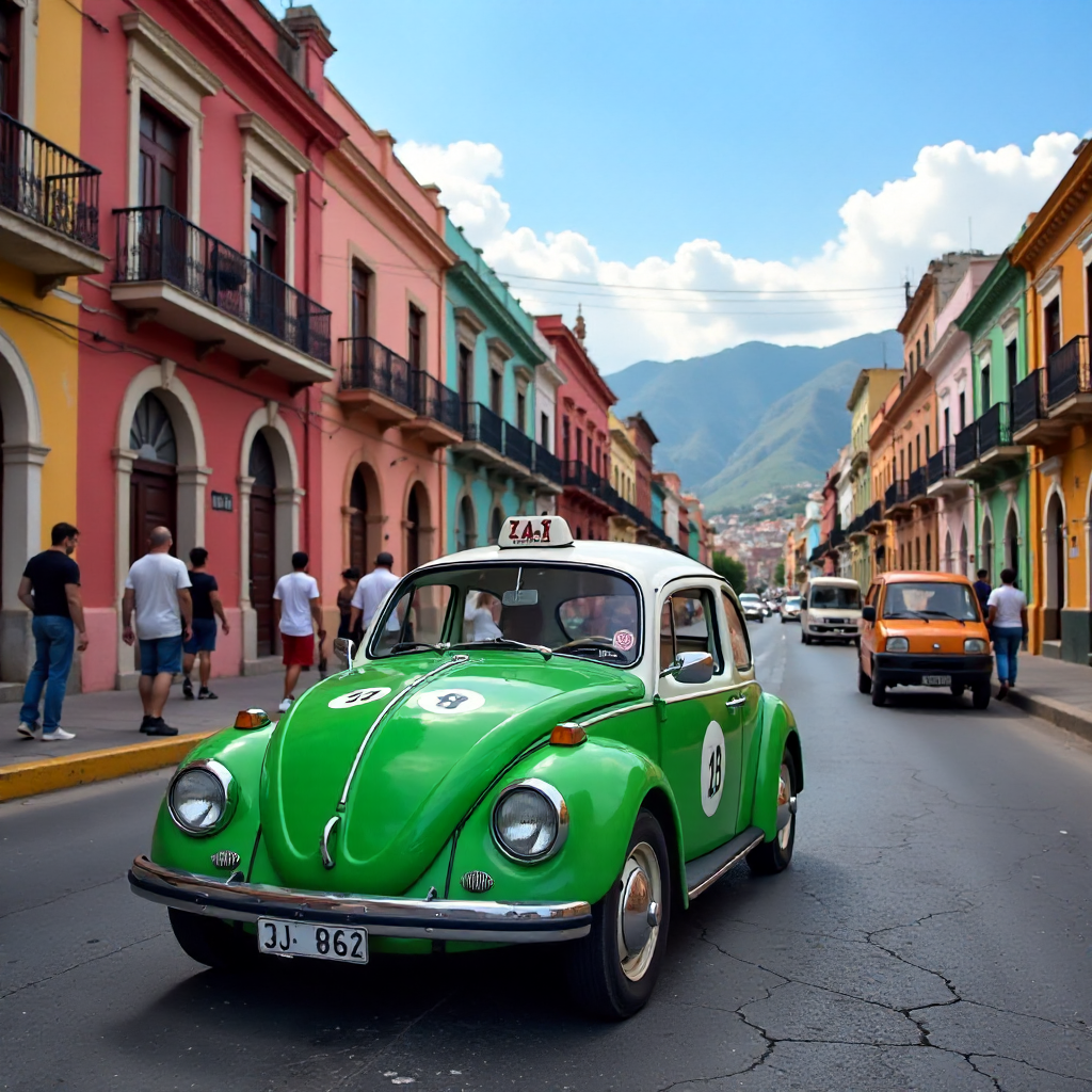 volkswagen beetle taxi mexican city street