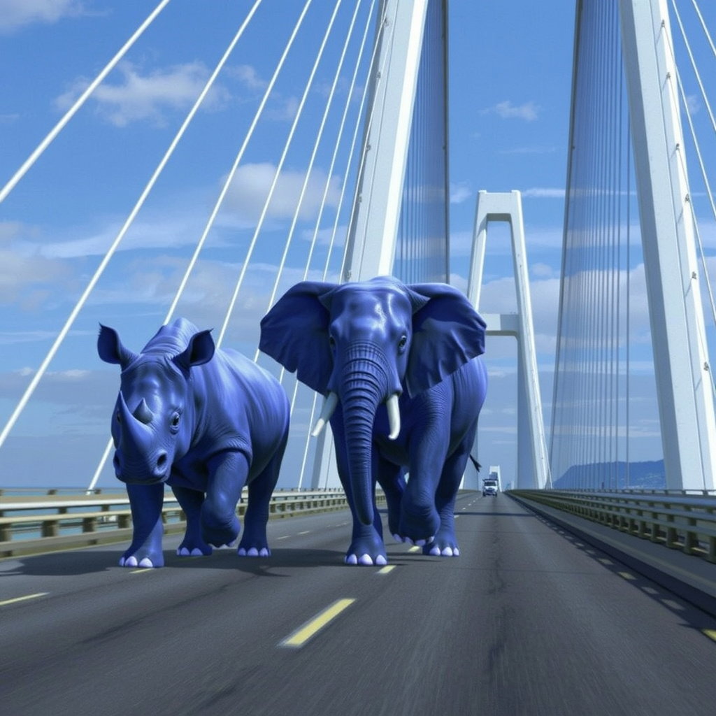 blue rhinoceros elephant race meiko triton bridge