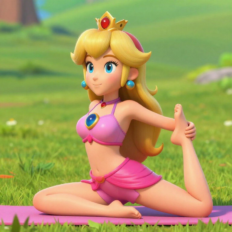 princess peach yoga bikini long hair 3d modeling