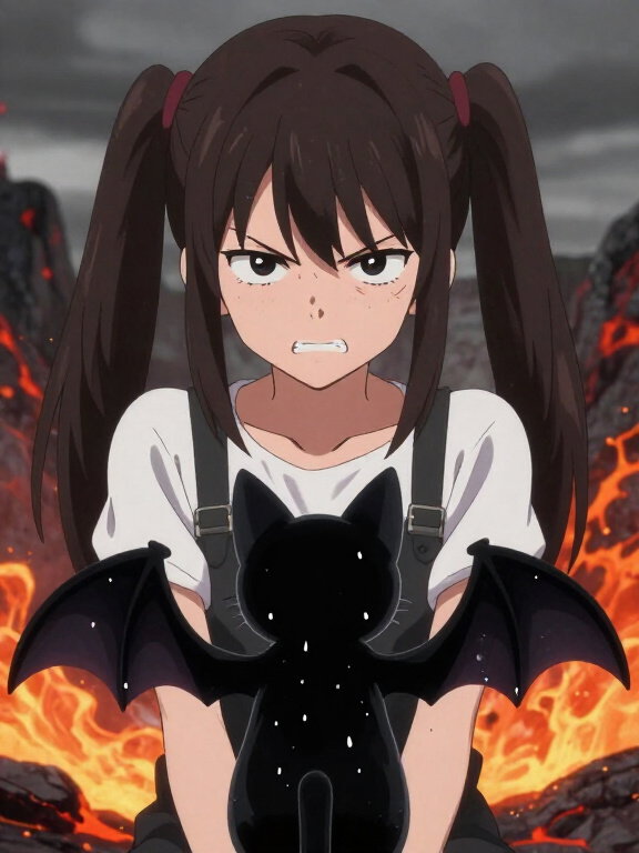 anime girl angry expression dark hair