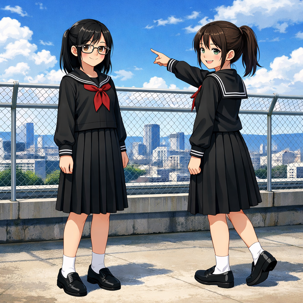 two middle school girls on rooftop