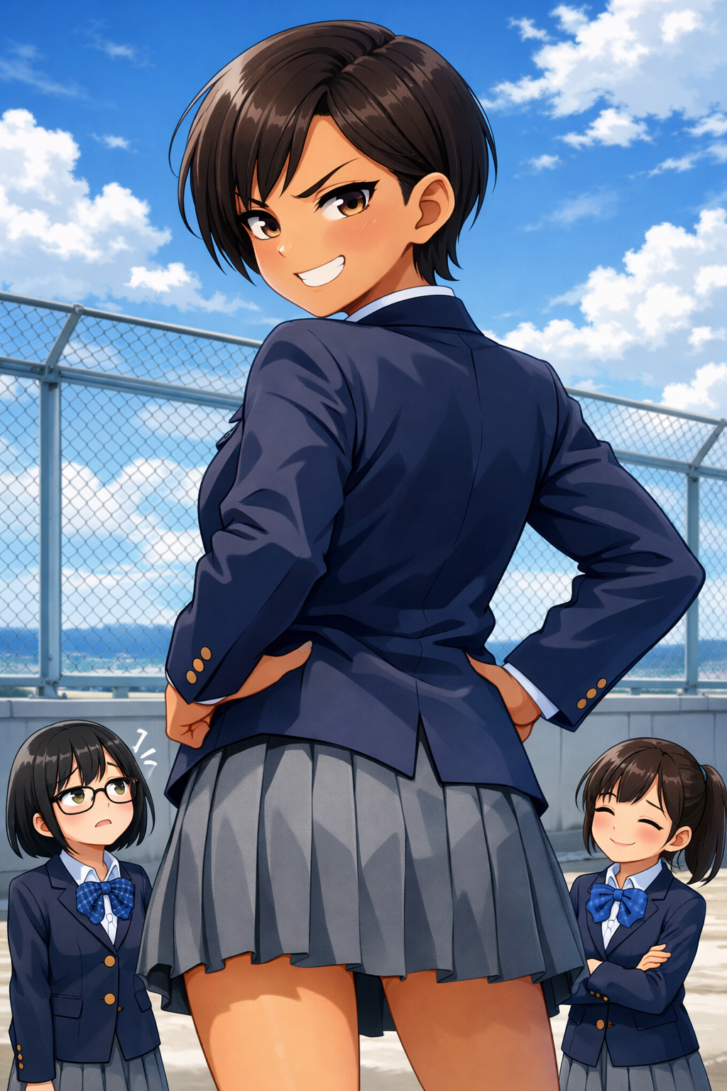 high school girls anime style masterpiece