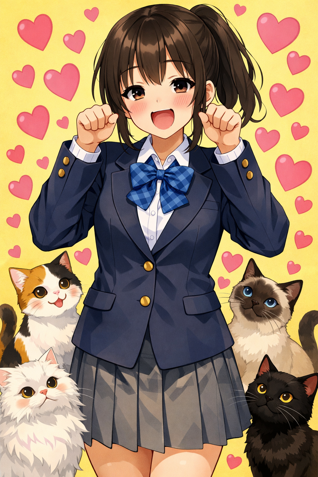 high school girl anime masterpiece front facing