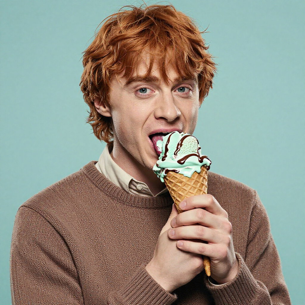 ron weasley licking chocolate mint ice cream