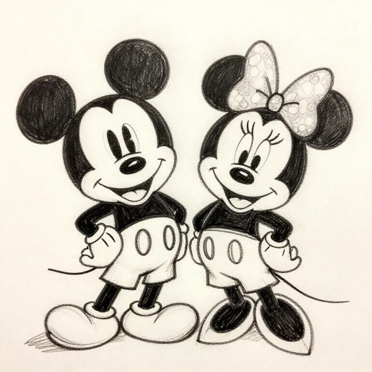 mickey minnie mouse sketch drawing