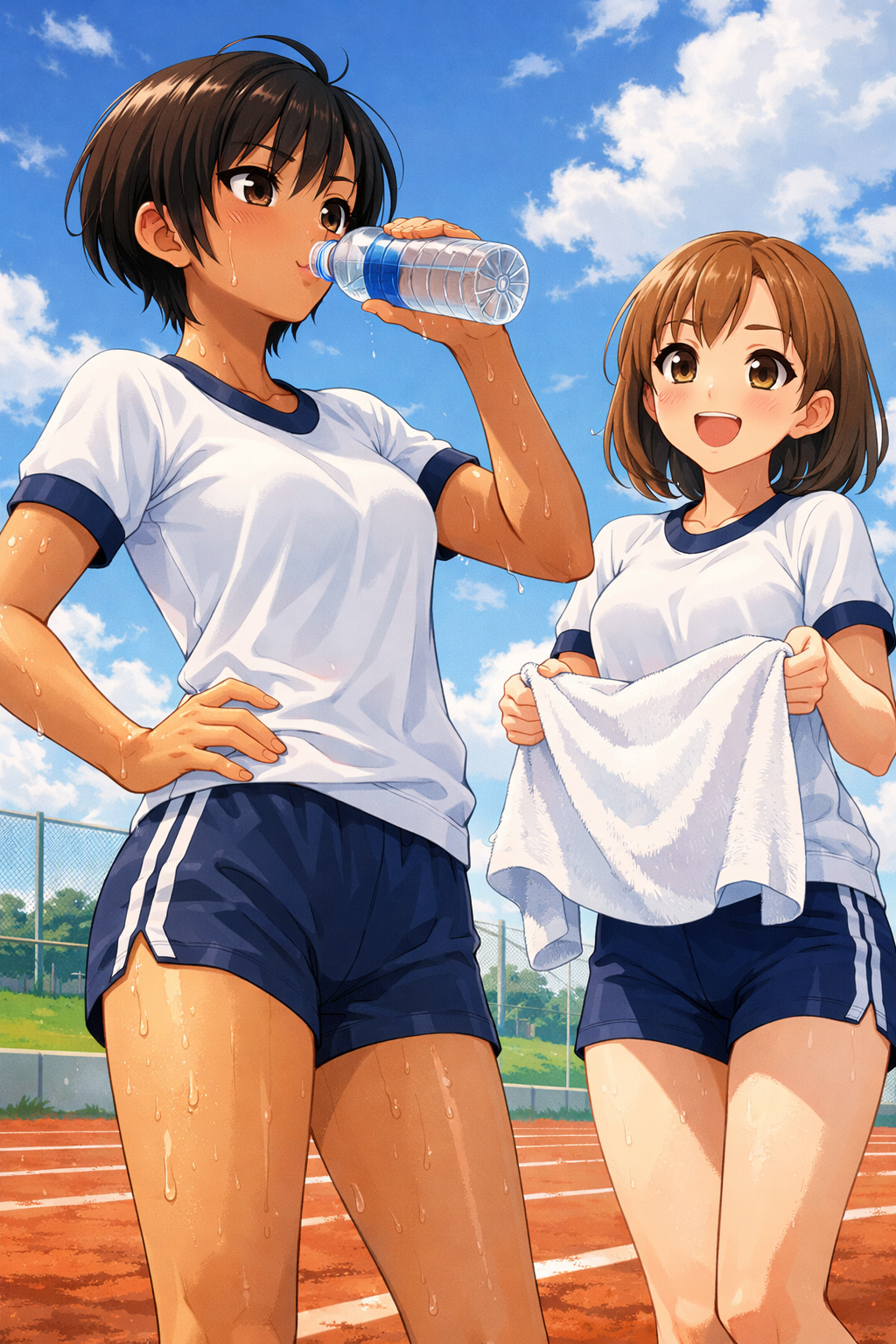 anime girls gym field background