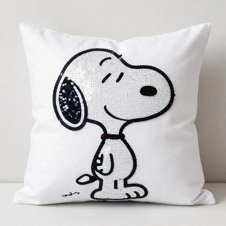 pillow case with sequin snoopy