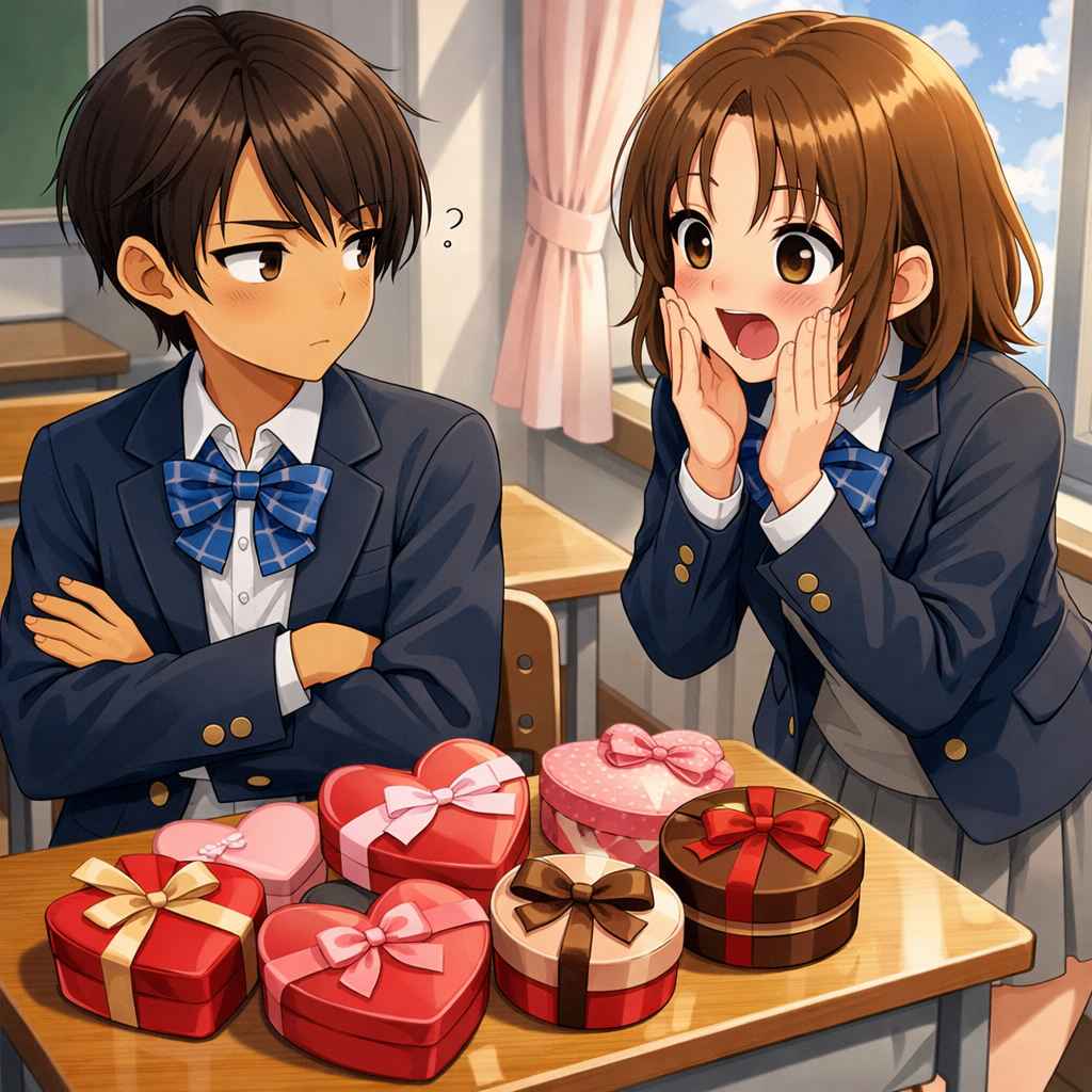 valentines day anime classroom chocolate scene