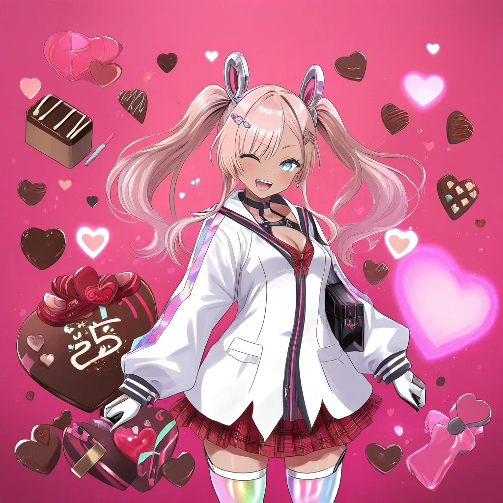 cyber gyaru giving valentine chocolate