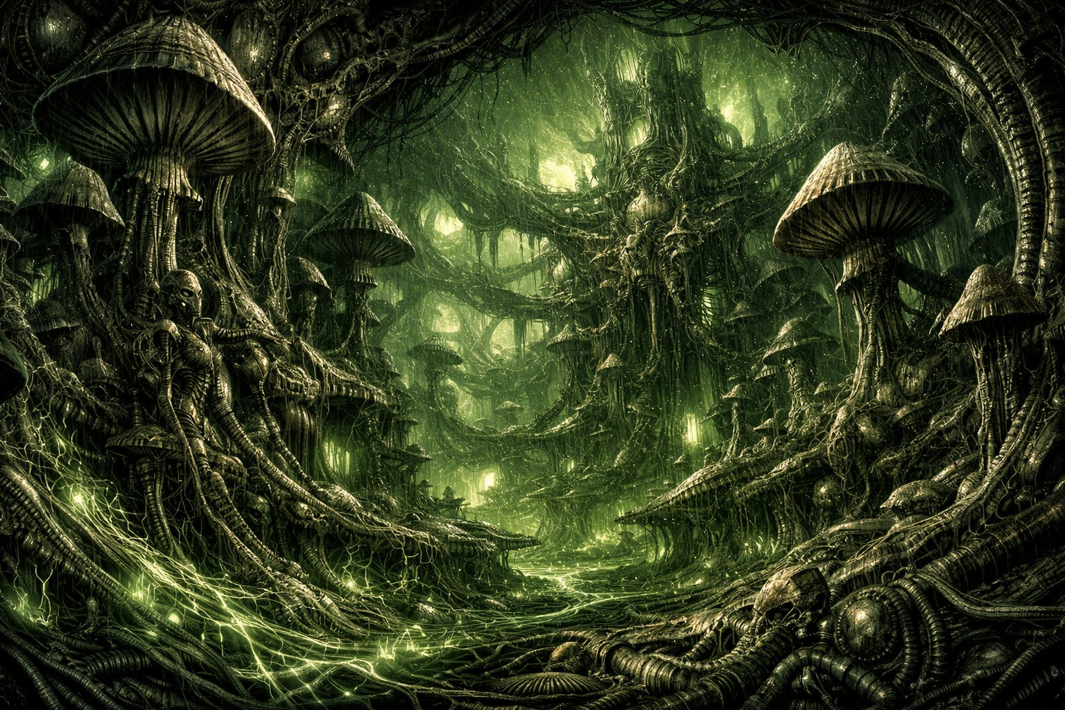 biomechanical horror giger ruppert mycelial hyperstructures