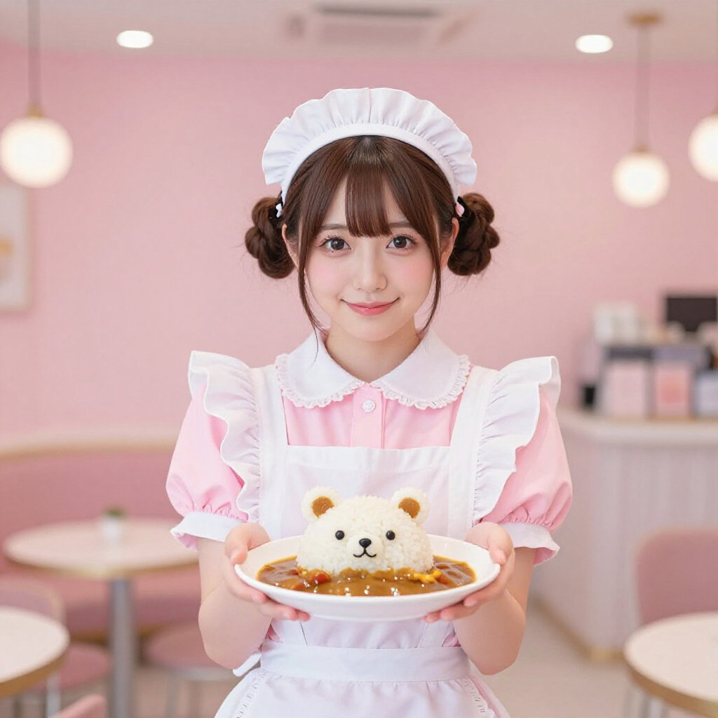 japanese maid serving bear curry rice