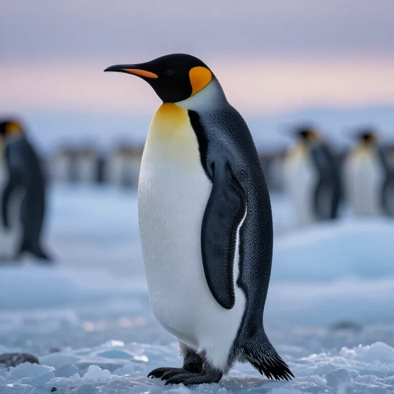 king penguin wildlife photograph icy rock subantarctic tundra