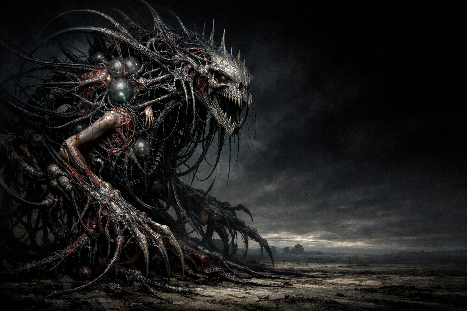surreal biomechanical mycelium predator toxic bioluminescence