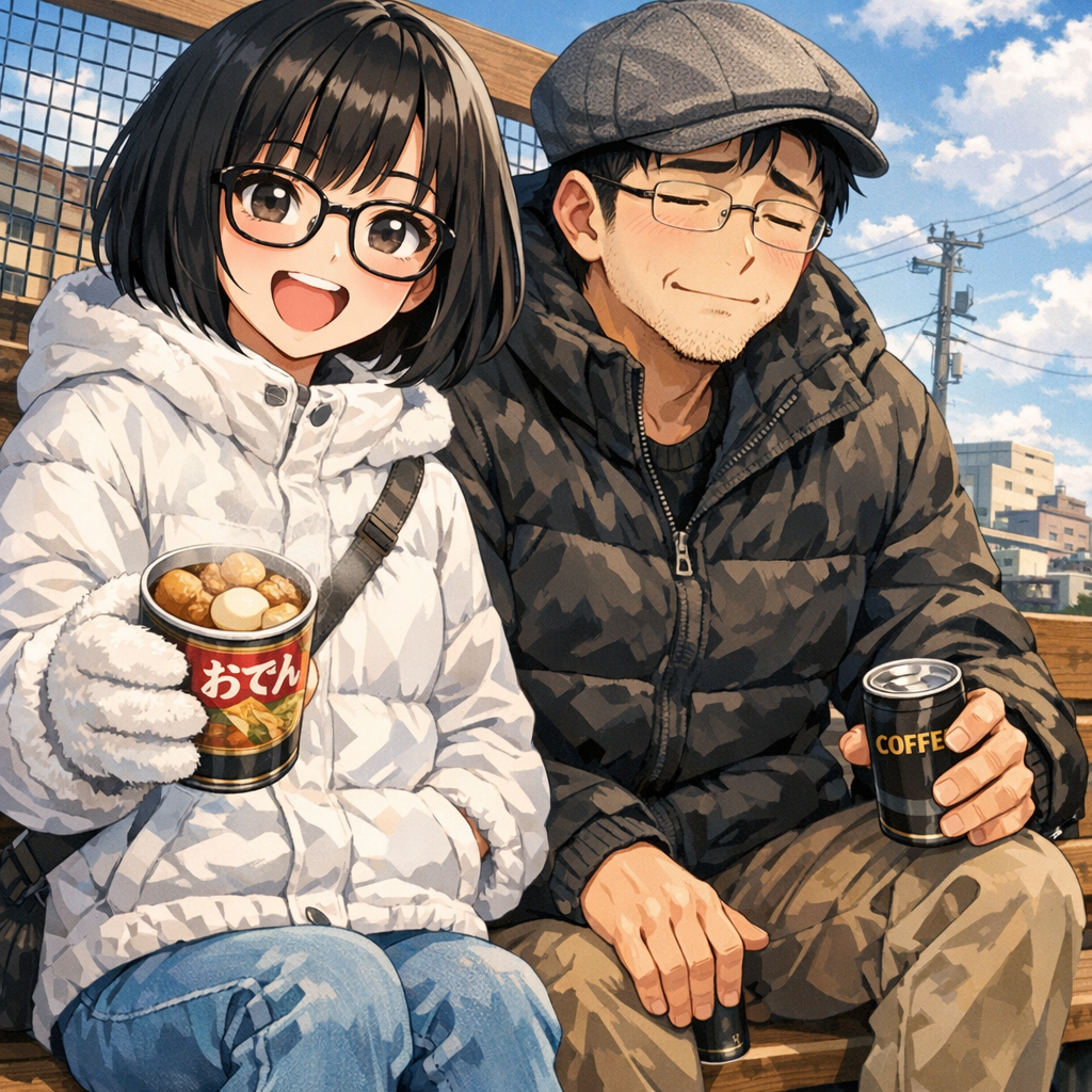 anime father daughter bench scene
