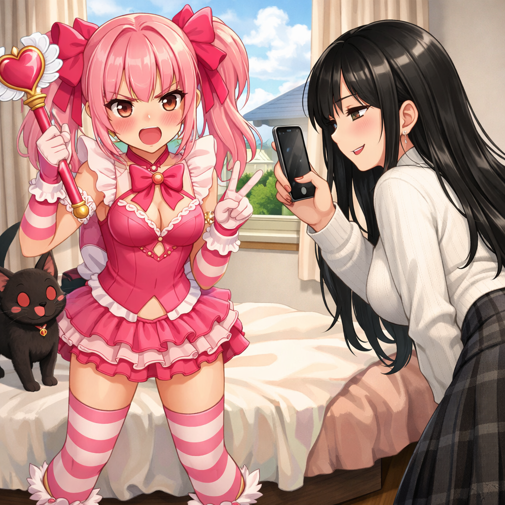 magical girl twin child anime style