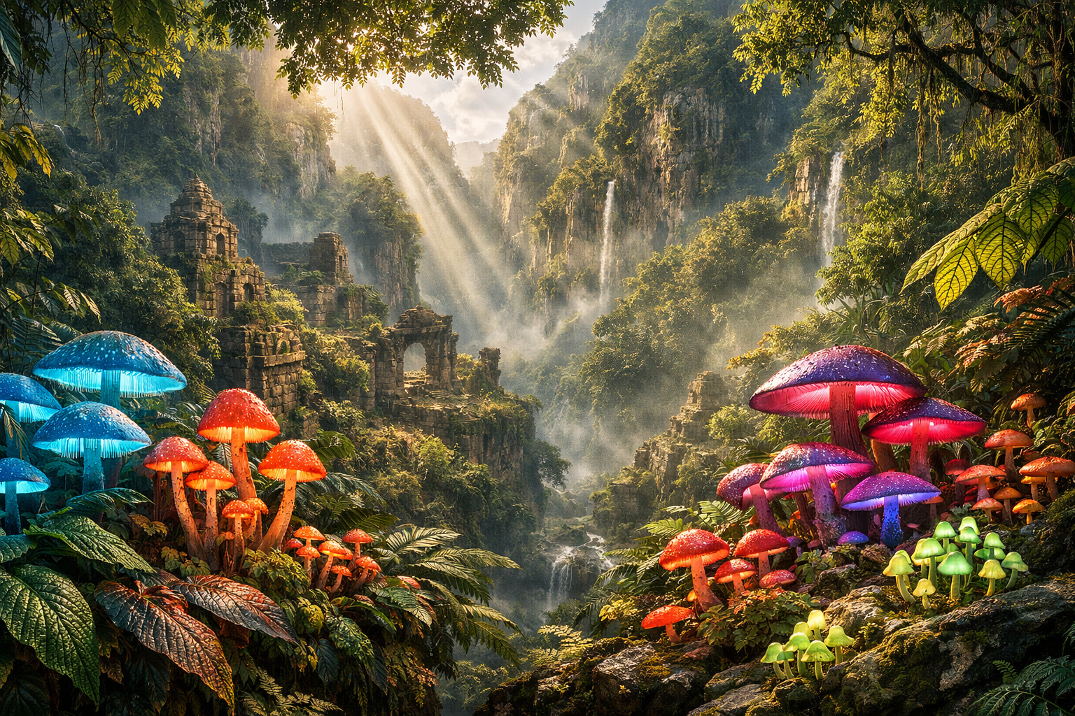 scientific illustration of psychoactive botany in canyon