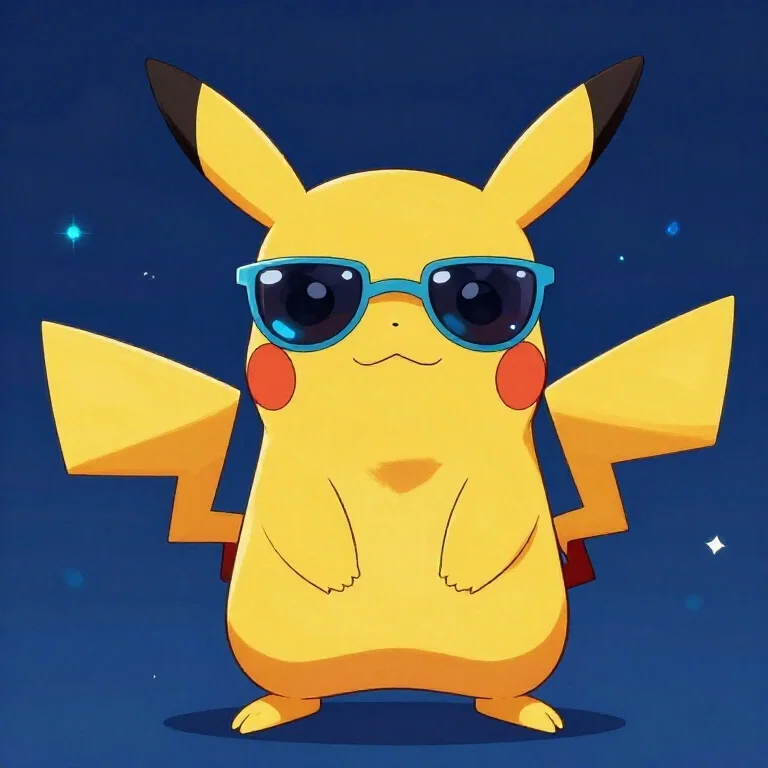 pikachu with sunglasses cyber illustration