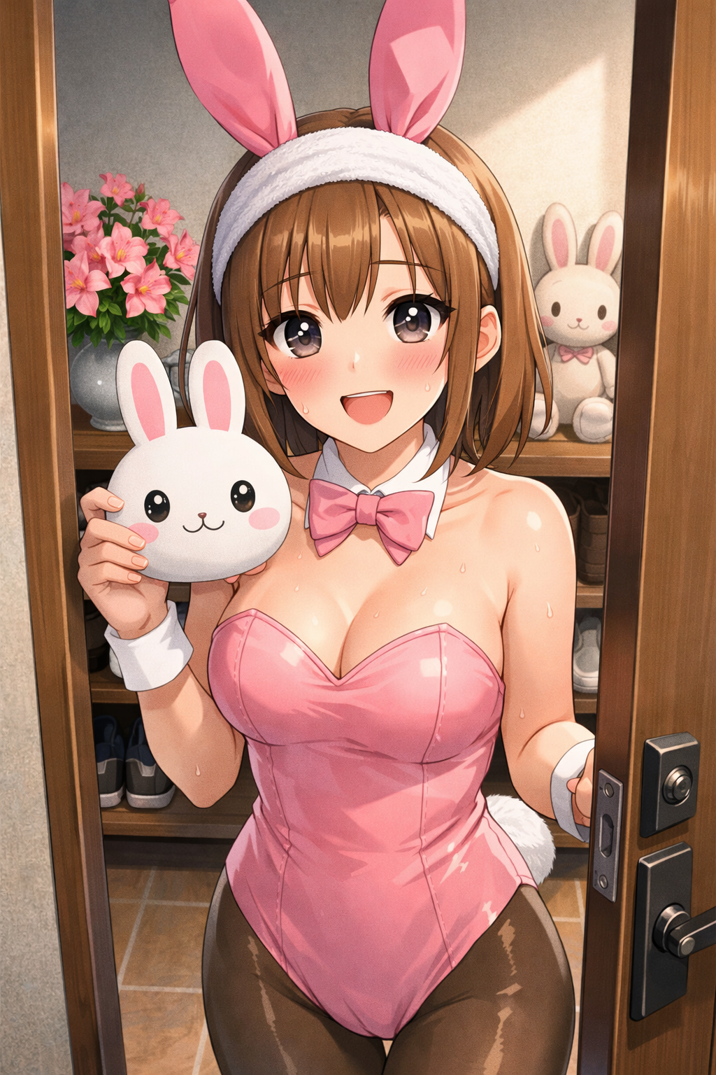 anime girl rabbit costume front door