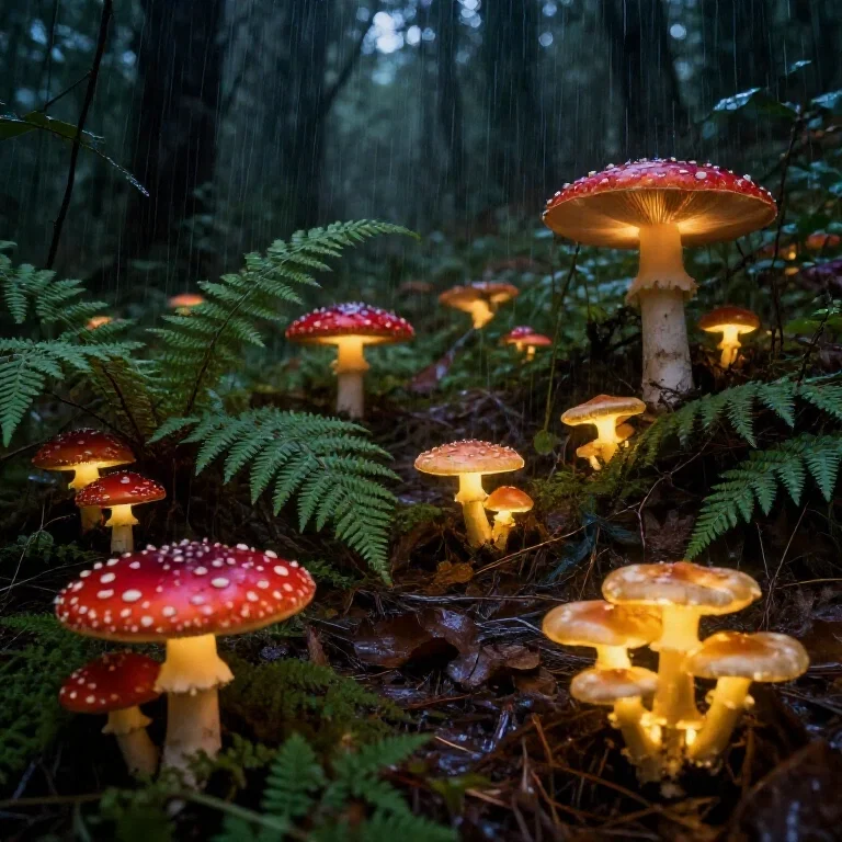 glowing mushrooms ferns protect sacred groves