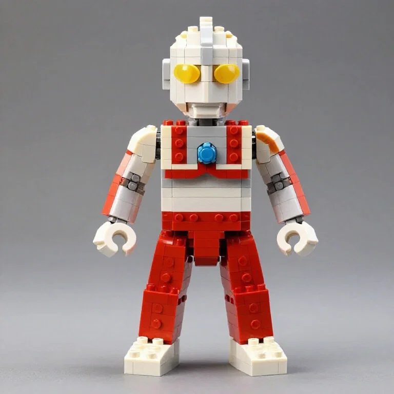 large ultraman made of lego blocks