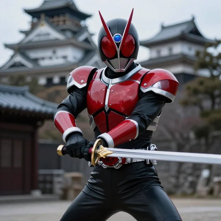 superhero in armor with sword