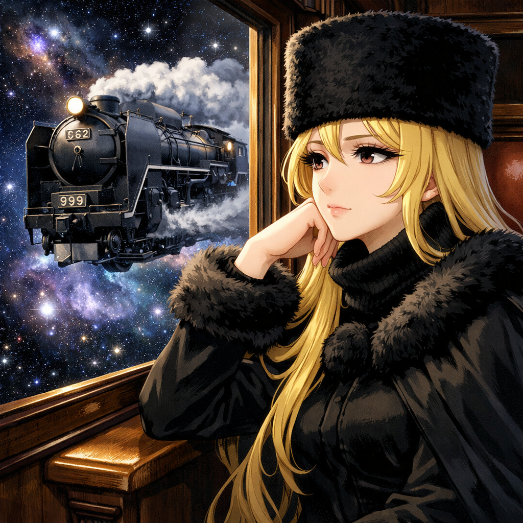 galaxy express 999 beautiful blonde space travel