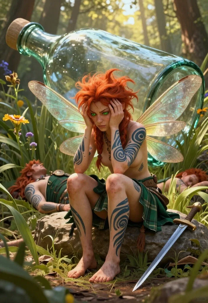 hungover faerie tribal woman forest morning