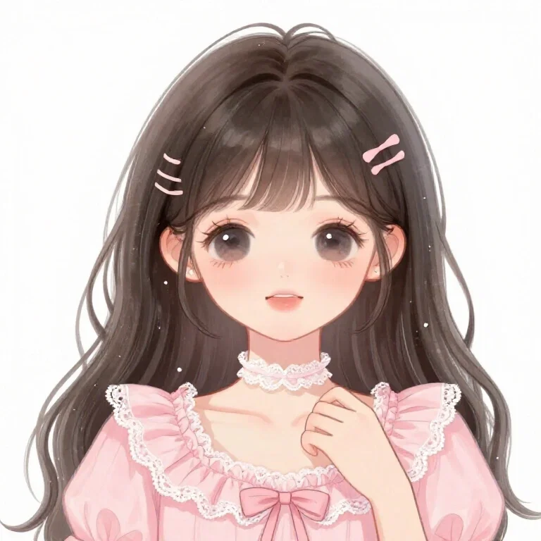 cute girl in pink dress with big eyes