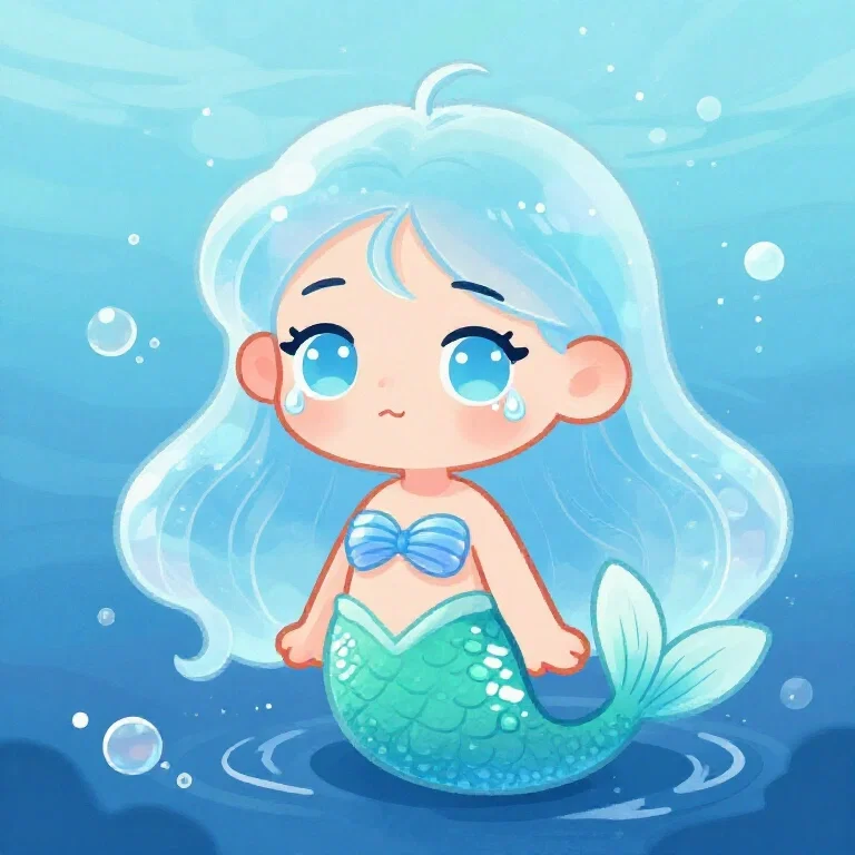 cute mermaid girl with blue eyes