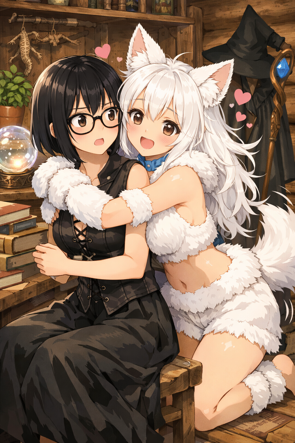 magician bobko two women anime style