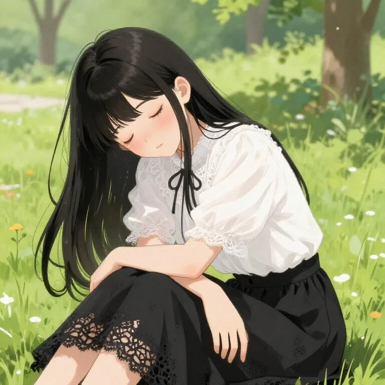 anime girl sleepy park lace outfit
