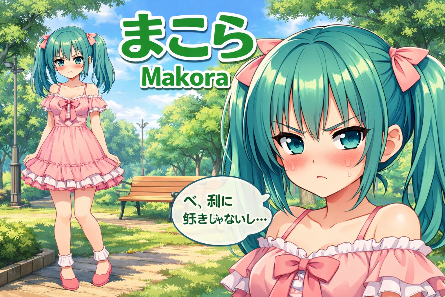 makora irritated anime girl park scene