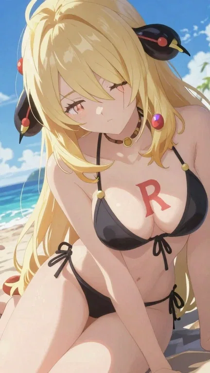 succubus shirona pokemon trainer blonde bikini