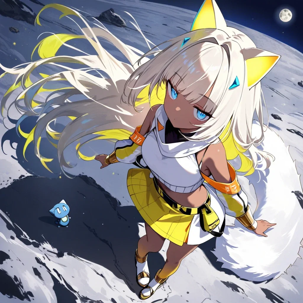 cute girl cat ears white tail egyptian outfit